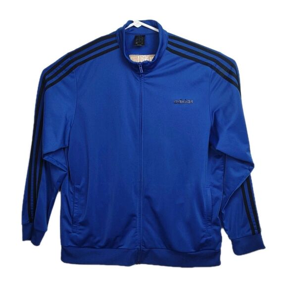 Adidas Full-Zip Sweatshirt Men's Size 2XL Cobalt Glue Long Sleeves Logo - Picture 2 of 12